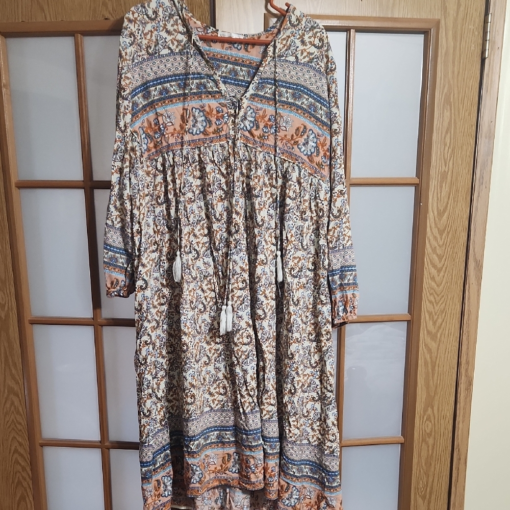 R Vivimos Floral Long Sleeve Bohemian Dress - Multicolor Size 2XL